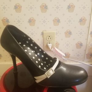 Black and white heels